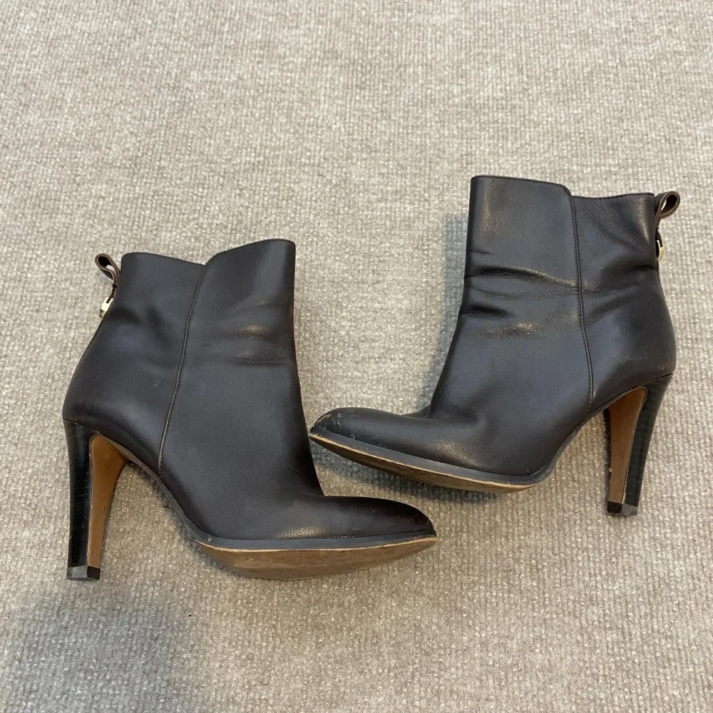 Coach Boots Womens‎ Size 6 Brown Leather Ankle Zip High Stiletto Heel Jemma